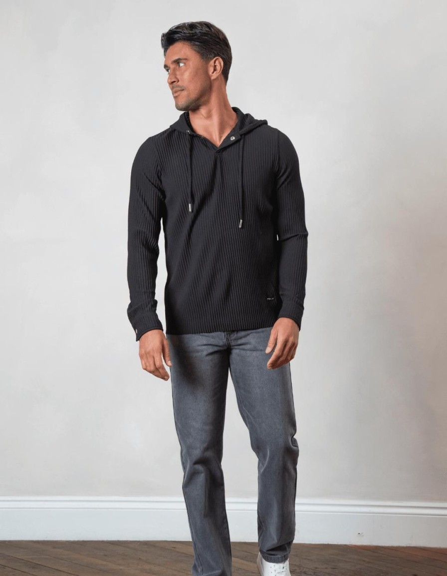 Men BELIER Twinsets | Pleated Hoodie Black