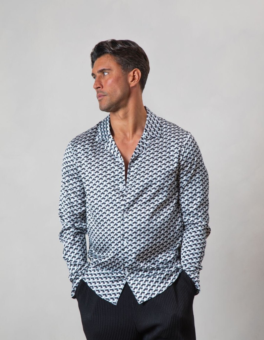 Men BELIER Shirts | Illusion Printed Shirt Monochrome