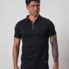 Men BELIER Twinsets | Premium Zip Polo Black